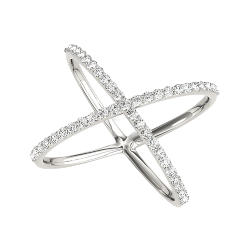 diamond studded criss cross ring