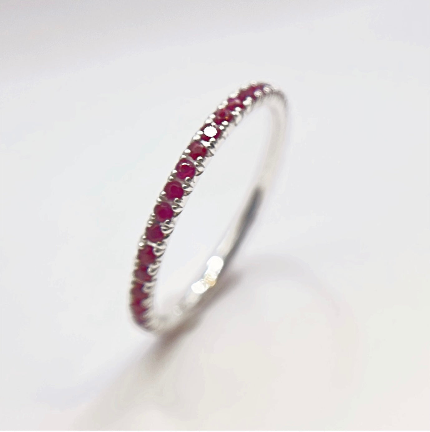 ruby wedding band stackable ring micro pave setting mauni london