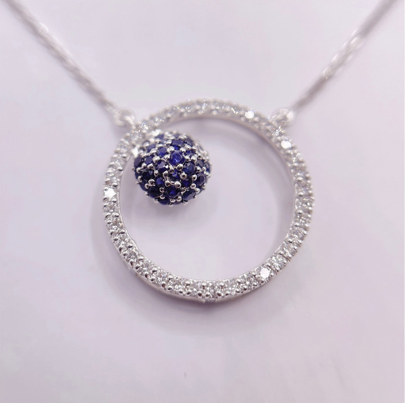 diamond and sapphire studded dome nuit noir collection pendant necklace