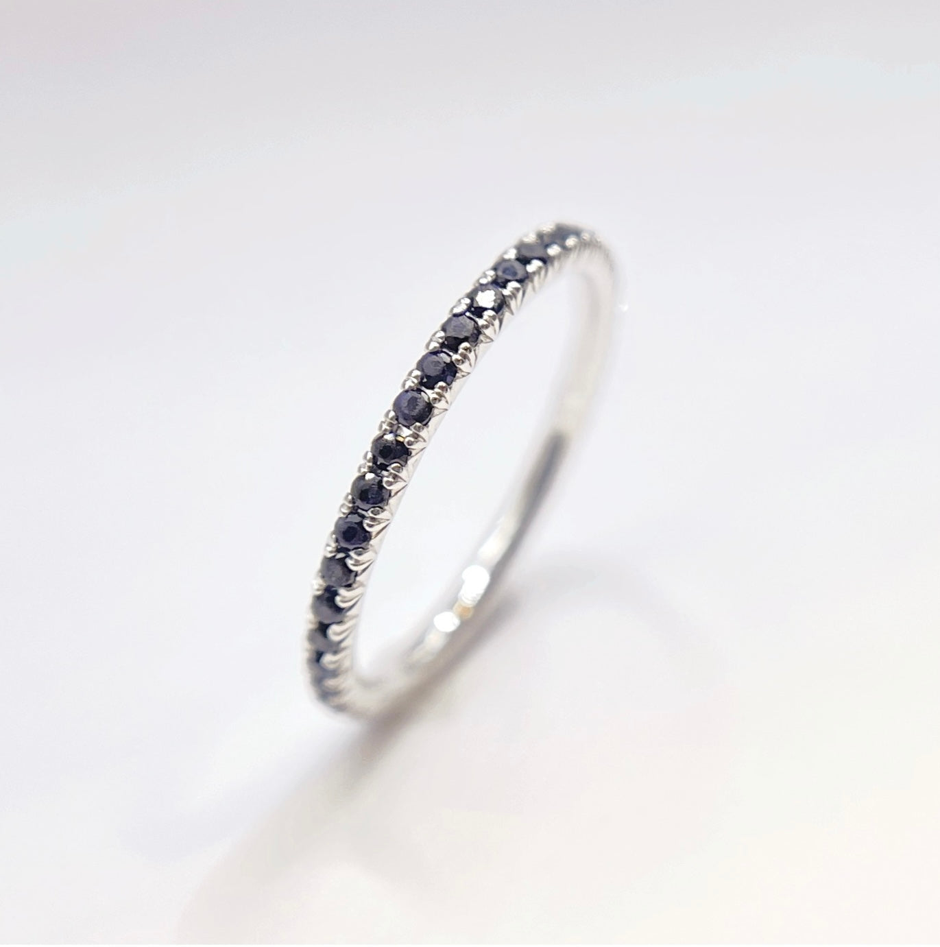 sapphire wedding band stackable ring in micro pave set mauni london