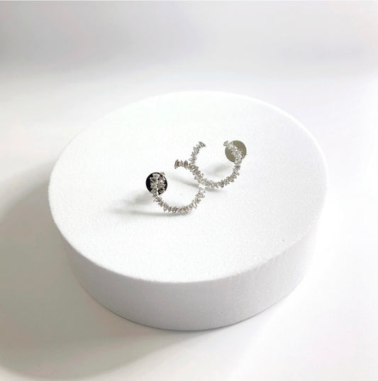 NUNTIUS Diamond and Baguette Stud Hoop Earring