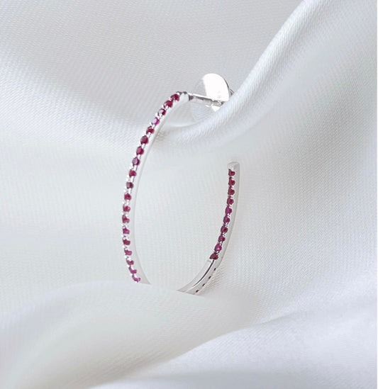 NUIT NOIR Ruby Oval Hoop Earring