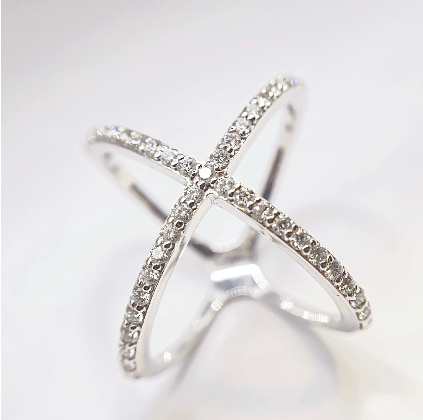 revoir diamond x criss cross ring mauni london