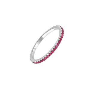 Red ruby stones on eternity band