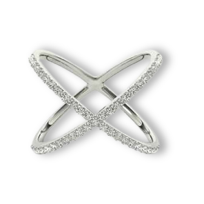 diamonds on an X ring in platinum